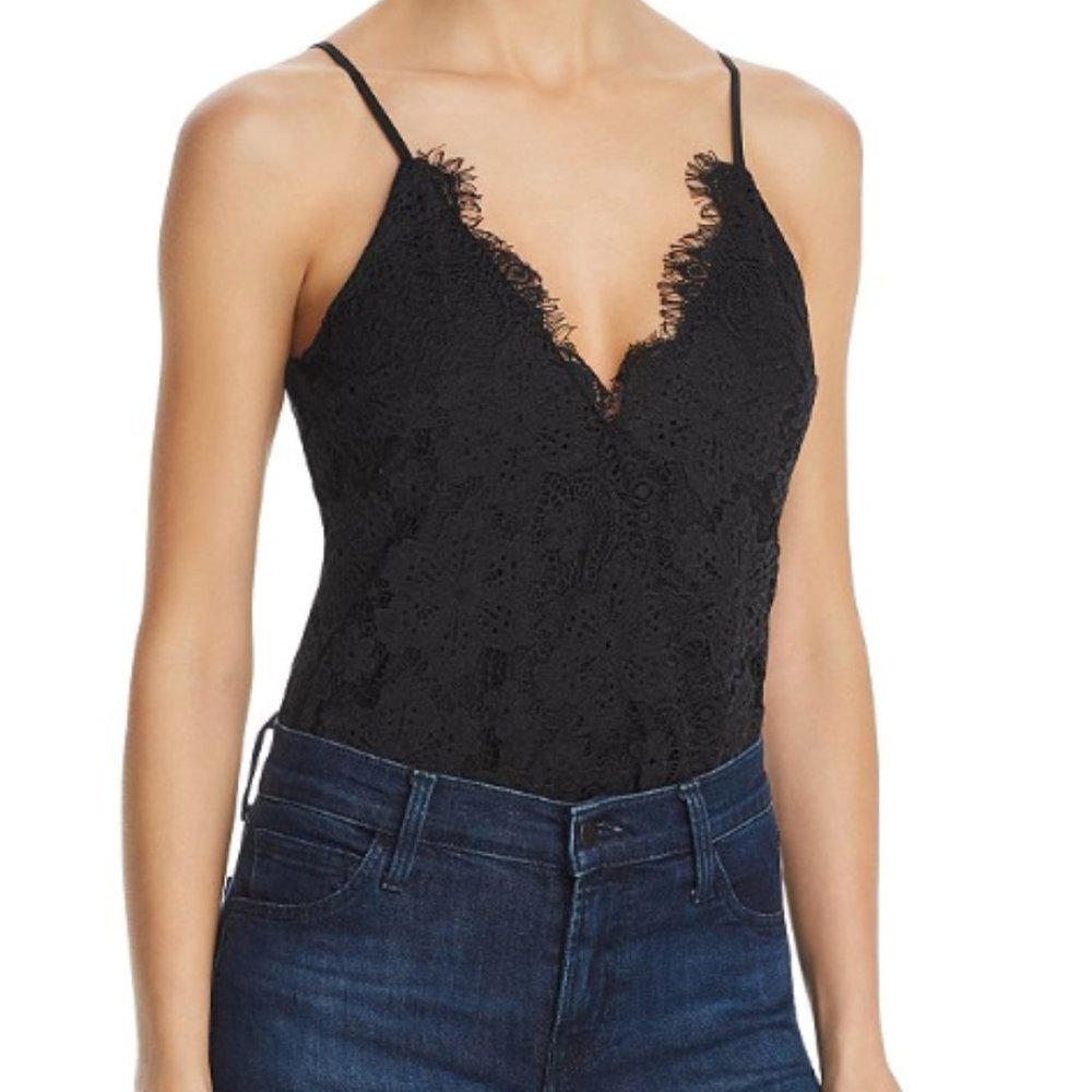 WAYF Lizzie Crossover Bodysuit in Black Women's L